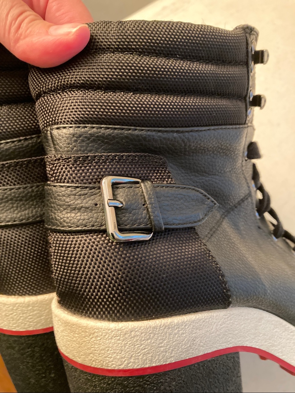 Mix No. 6 Black  Heeled Ankle Boots with Red Outsole: Partial Leather - Picture 8 of 10